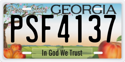 GA license plate PSF4137