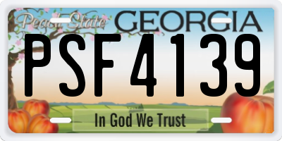 GA license plate PSF4139