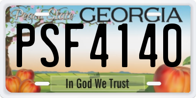 GA license plate PSF4140