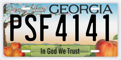 GA license plate PSF4141