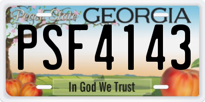 GA license plate PSF4143