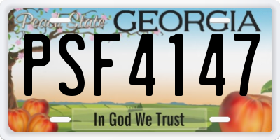 GA license plate PSF4147