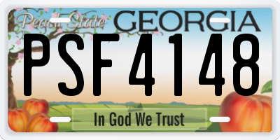 GA license plate PSF4148