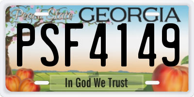 GA license plate PSF4149