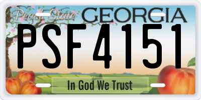 GA license plate PSF4151