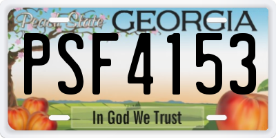 GA license plate PSF4153