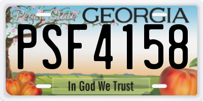 GA license plate PSF4158