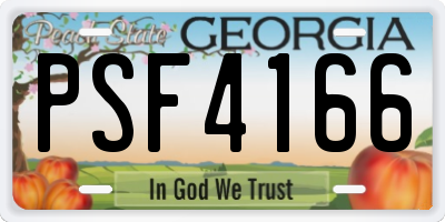 GA license plate PSF4166