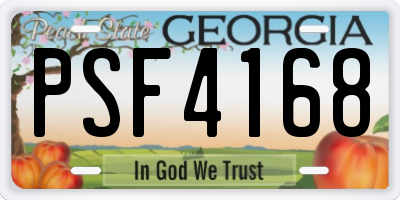 GA license plate PSF4168