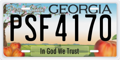 GA license plate PSF4170