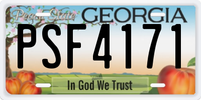 GA license plate PSF4171