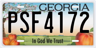GA license plate PSF4172