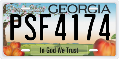GA license plate PSF4174