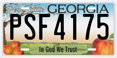 GA license plate PSF4175