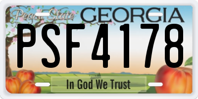 GA license plate PSF4178
