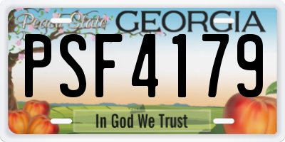 GA license plate PSF4179