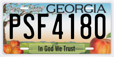 GA license plate PSF4180