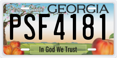 GA license plate PSF4181