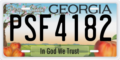 GA license plate PSF4182