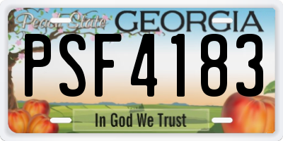 GA license plate PSF4183