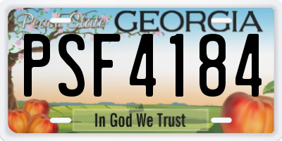 GA license plate PSF4184