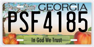 GA license plate PSF4185