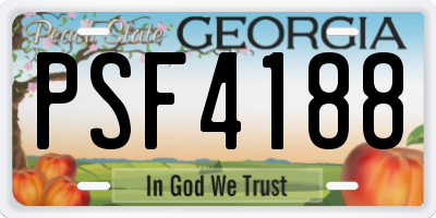 GA license plate PSF4188
