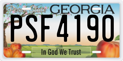 GA license plate PSF4190