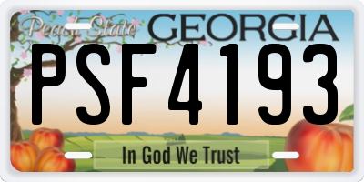 GA license plate PSF4193