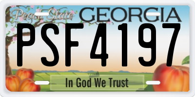 GA license plate PSF4197