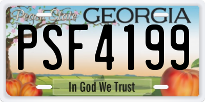 GA license plate PSF4199