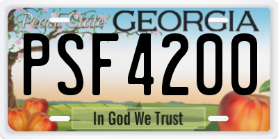 GA license plate PSF4200