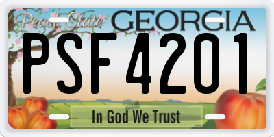 GA license plate PSF4201
