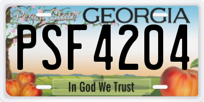 GA license plate PSF4204