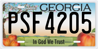 GA license plate PSF4205