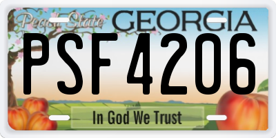 GA license plate PSF4206