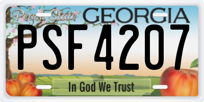 GA license plate PSF4207