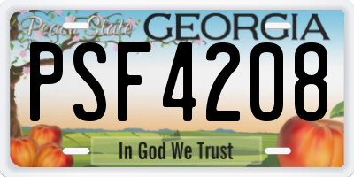 GA license plate PSF4208