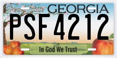 GA license plate PSF4212