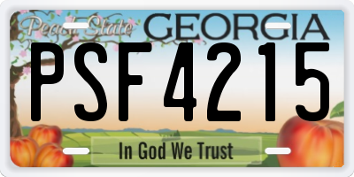 GA license plate PSF4215