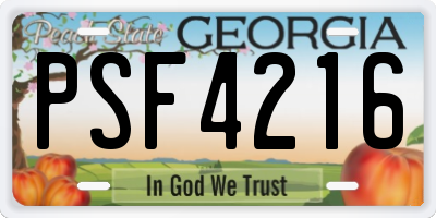 GA license plate PSF4216