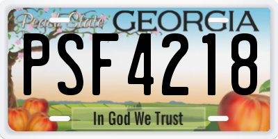 GA license plate PSF4218