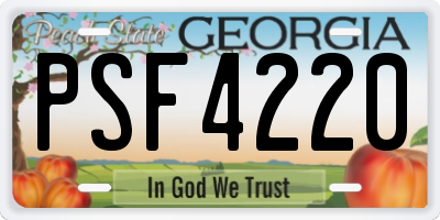 GA license plate PSF4220