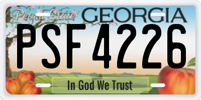GA license plate PSF4226
