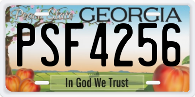 GA license plate PSF4256