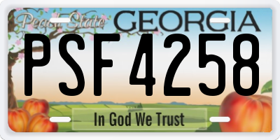 GA license plate PSF4258