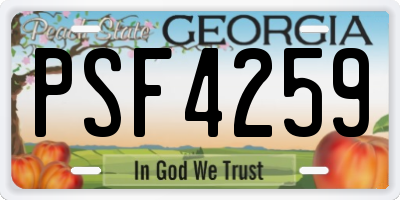 GA license plate PSF4259
