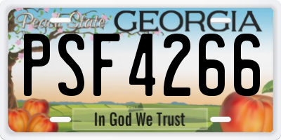 GA license plate PSF4266