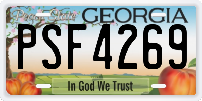 GA license plate PSF4269