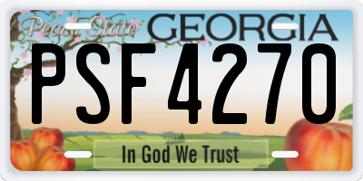 GA license plate PSF4270